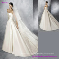 Strapless Pleats Sweetheart Neckline and Skirt Satin Wedding Gown